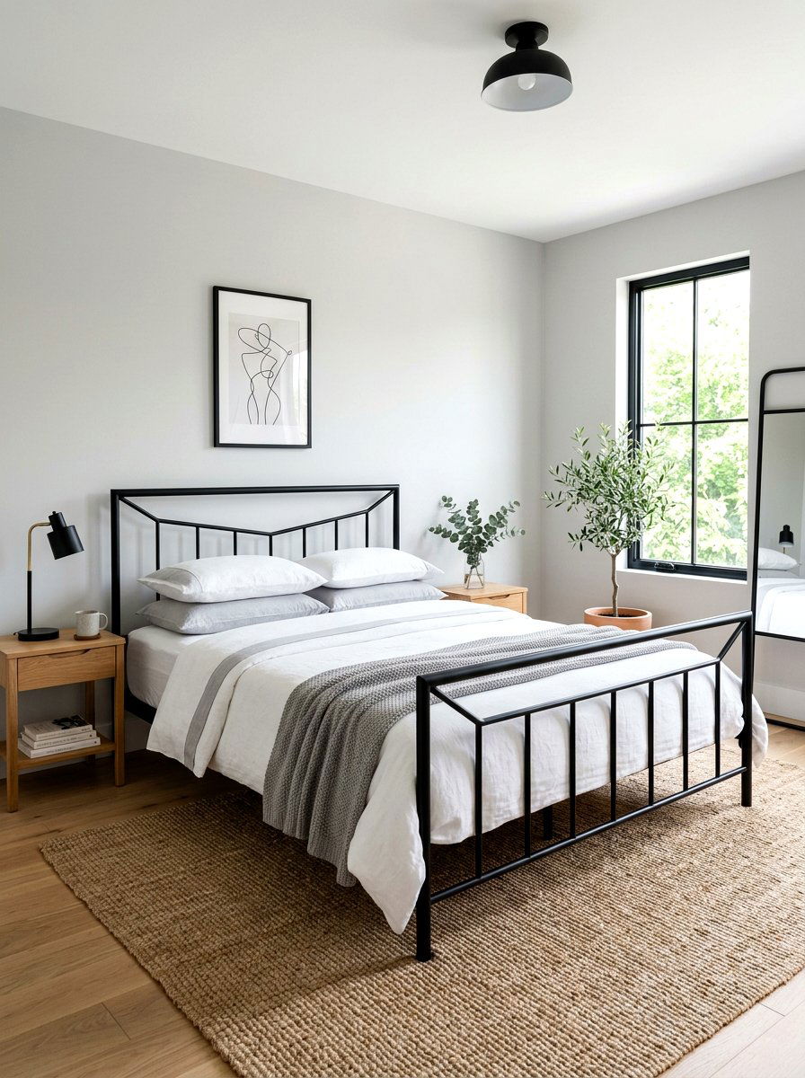 Black metal bed frame bedroom - 30 black bedroom ideas