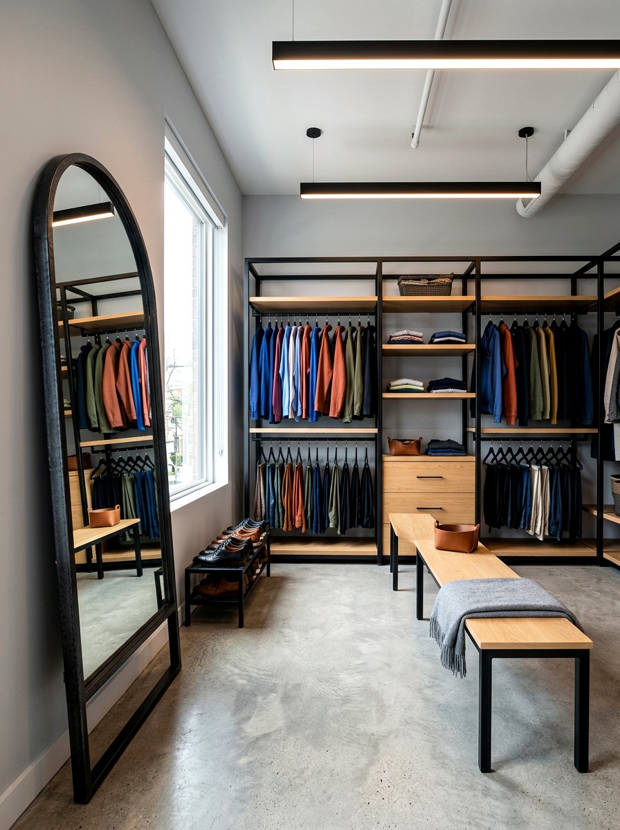 Black metal frame mirror - 30 dressing room mirror ideas