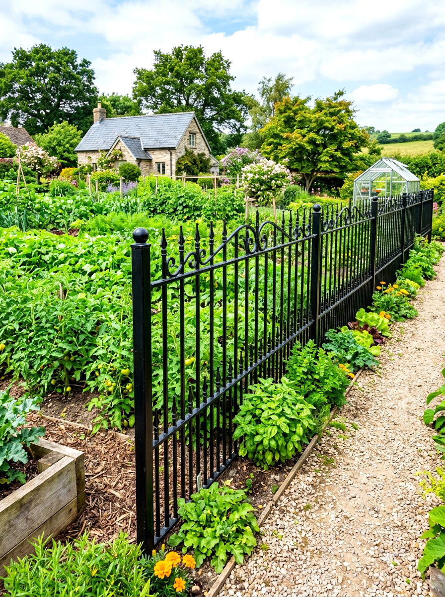 Black metal garden fence - 30 vegetable garden fence ideas