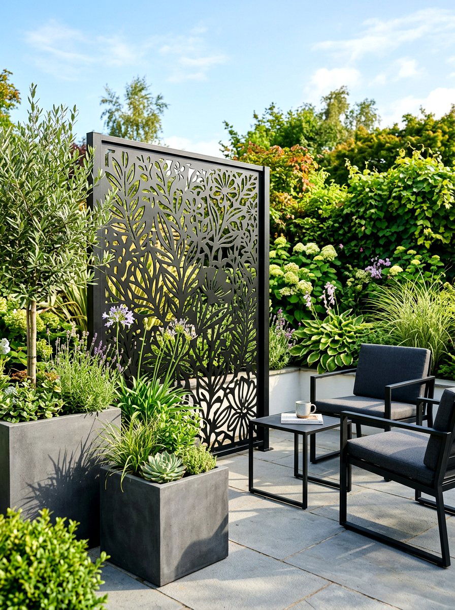 Black metal lattice - 30 lattice screen patio ideas