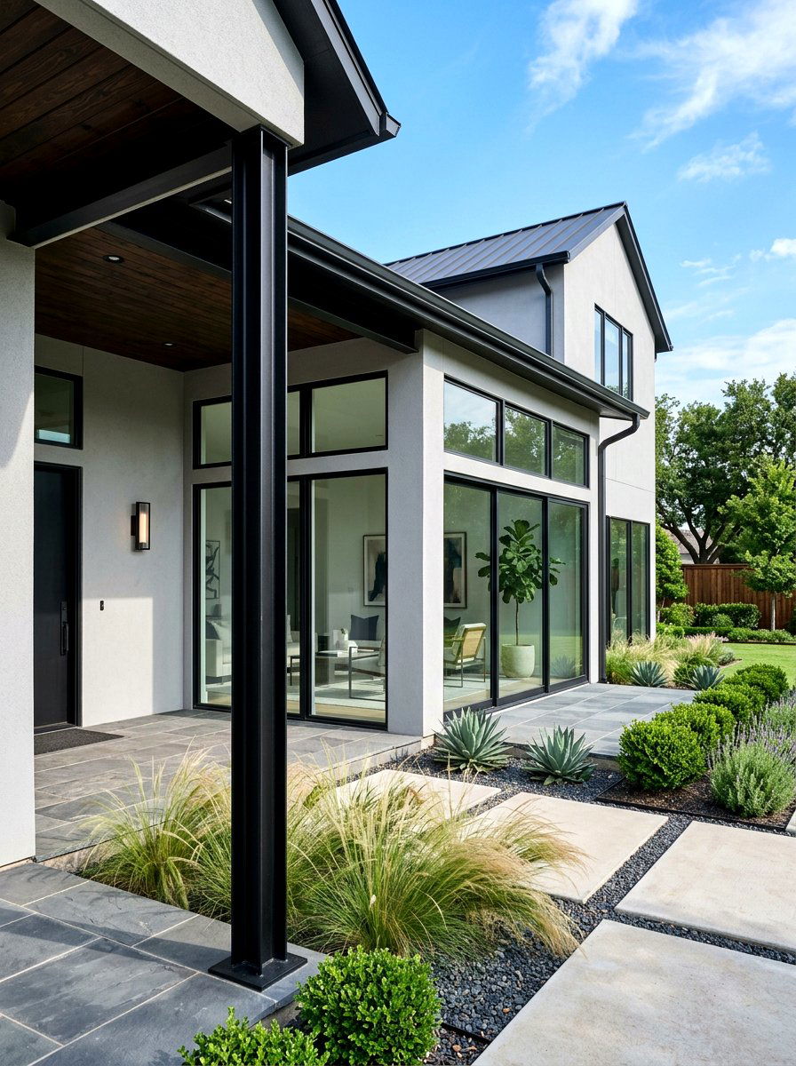 Black metal porch column - 30 porch column ideas