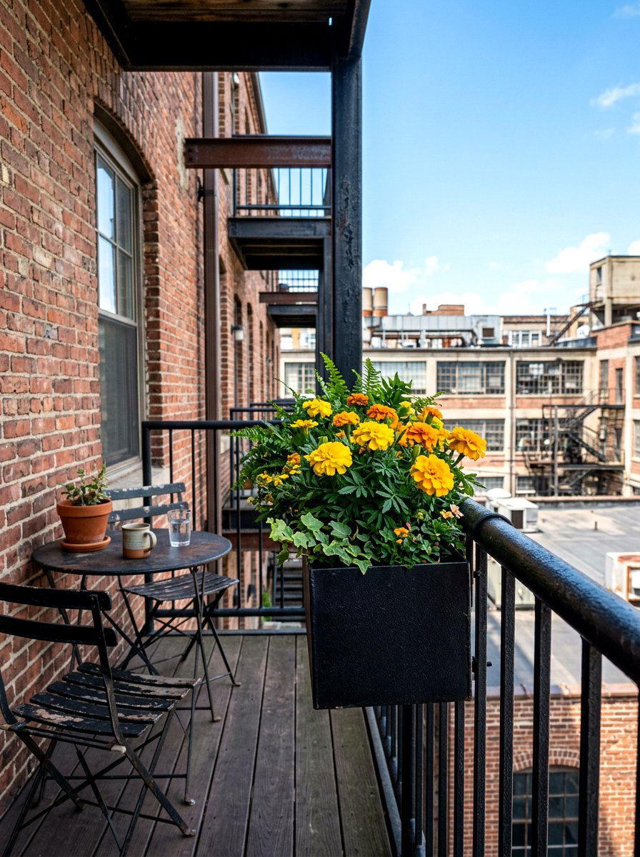 Black metal railing box - 30 balcony flower box ideas