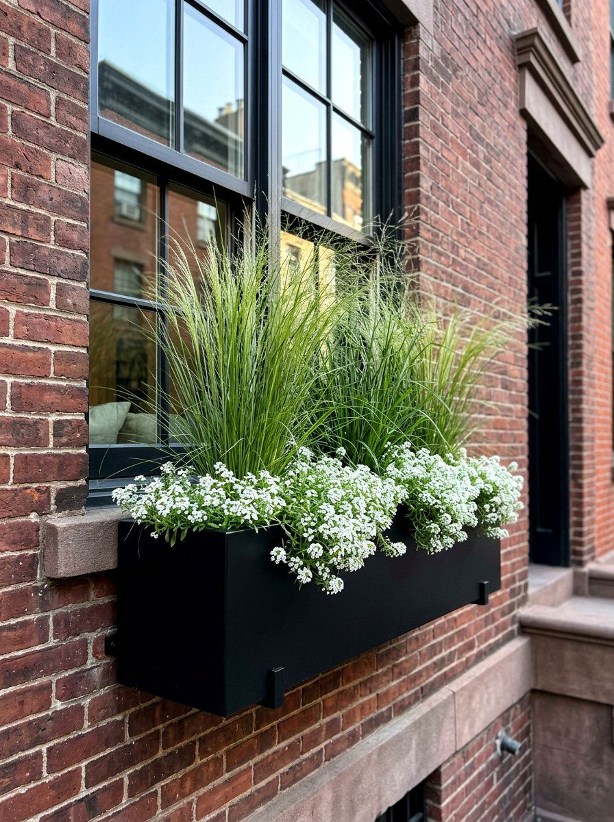 Black metal window box - 30 window flower box ideas