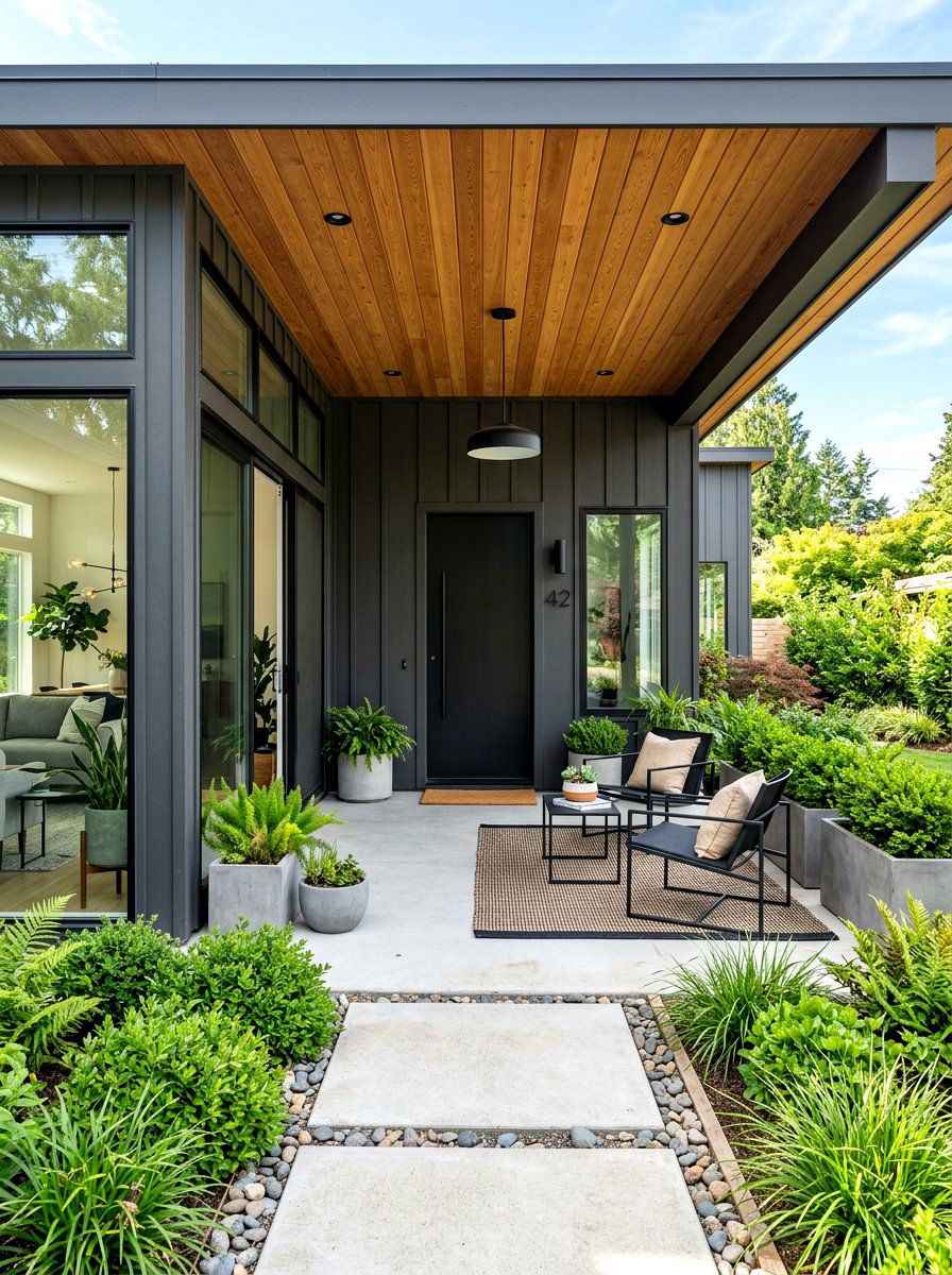 Black modern porch - 30 modern front porch ideas