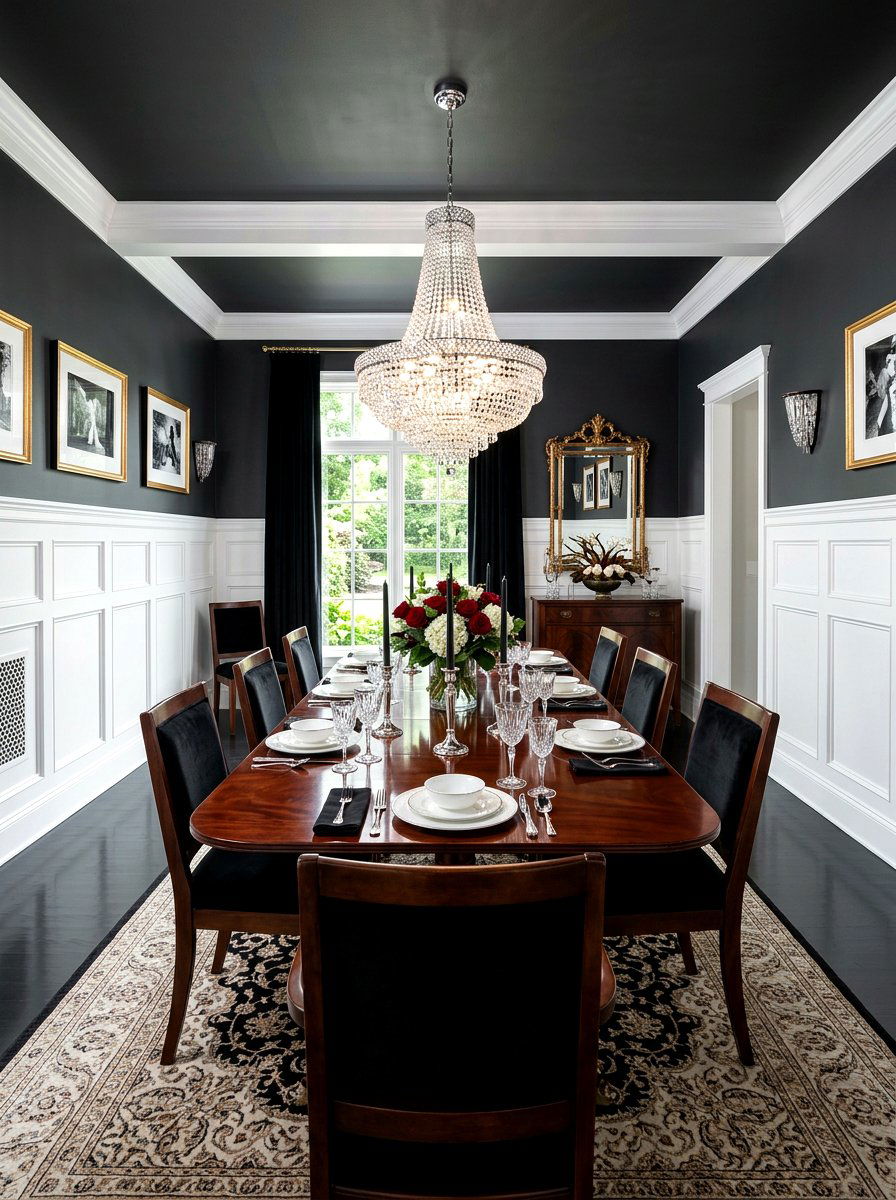 Black painted wood floor - 30 painted floor ideas