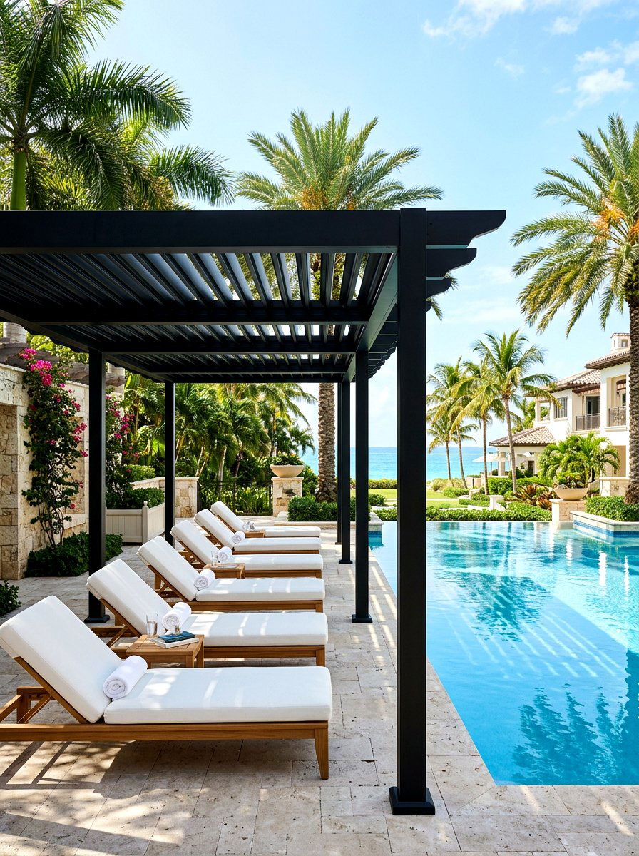 Black pergola for pool area - 30 black pergola ideas