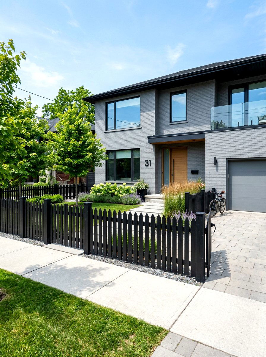 Black picket fence - 30 vinyl fence ideas