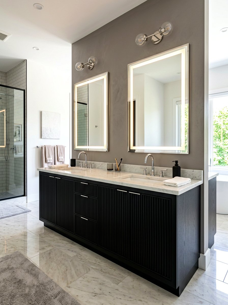 Black reeded double vanity - 30 reeded vanity bathroom ideas