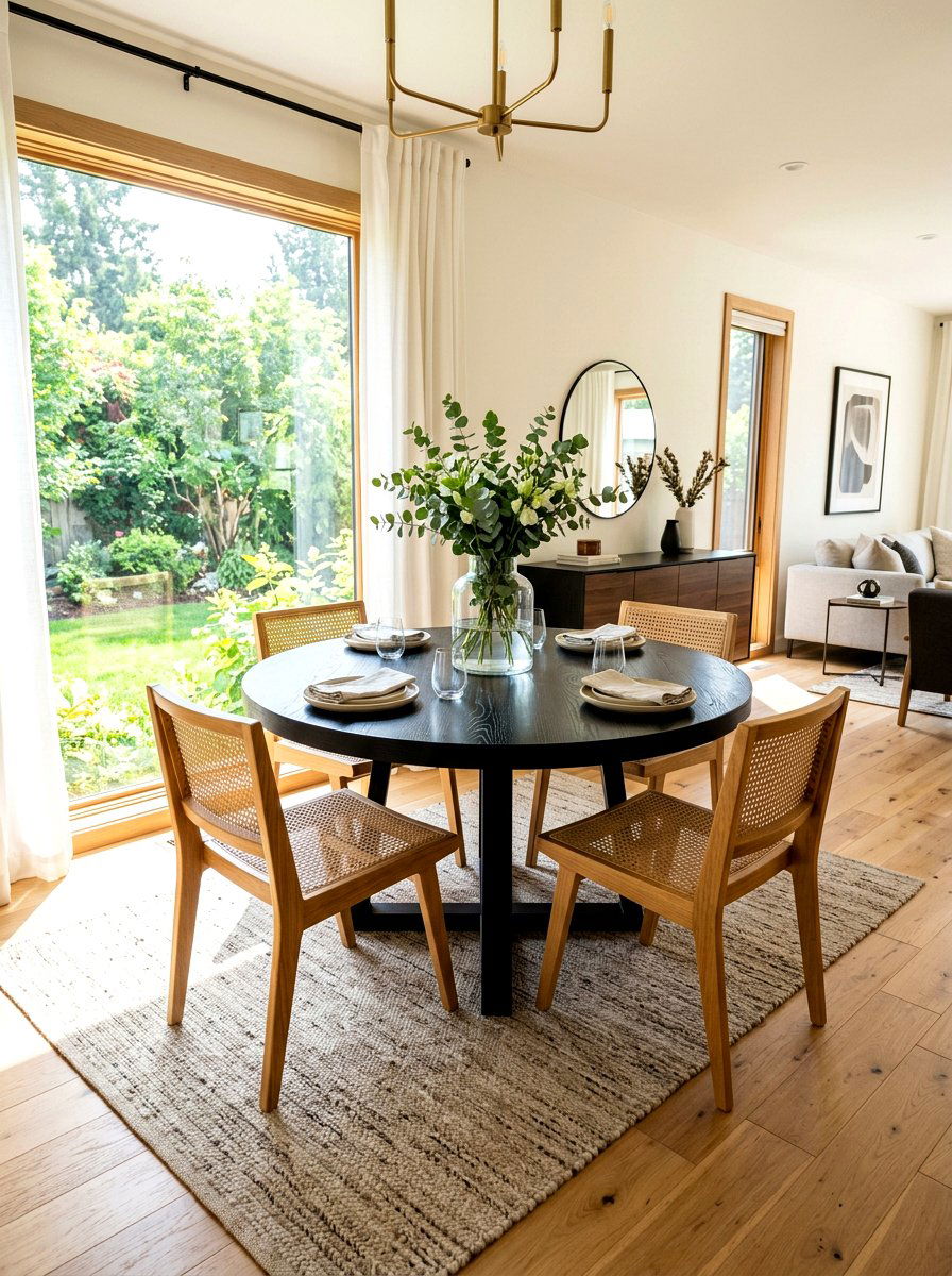 Black round wood table - 30 round dining table ideas