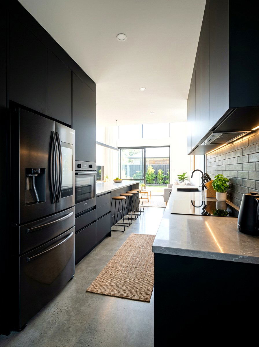 Black stainless appliances - 30 moody kitchen ideas