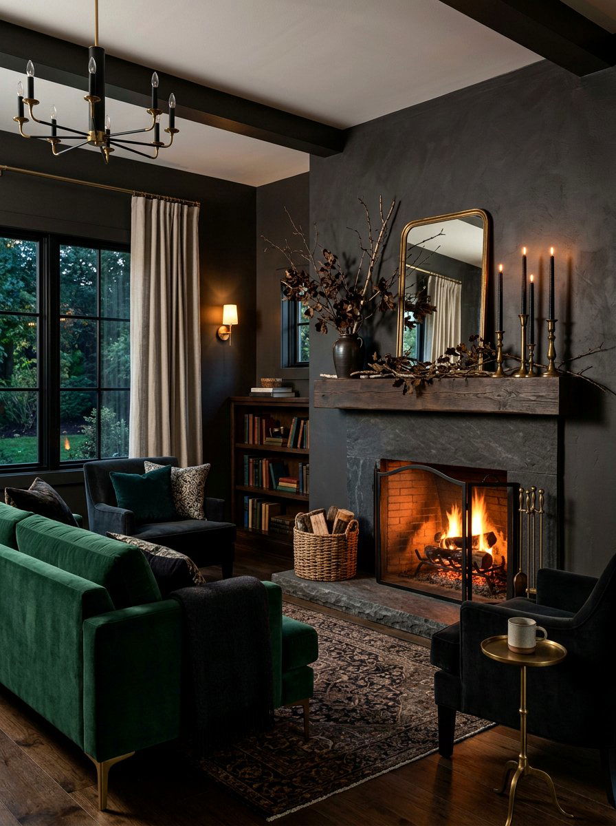 Black taper candles - 30 moody mantel fall ideas