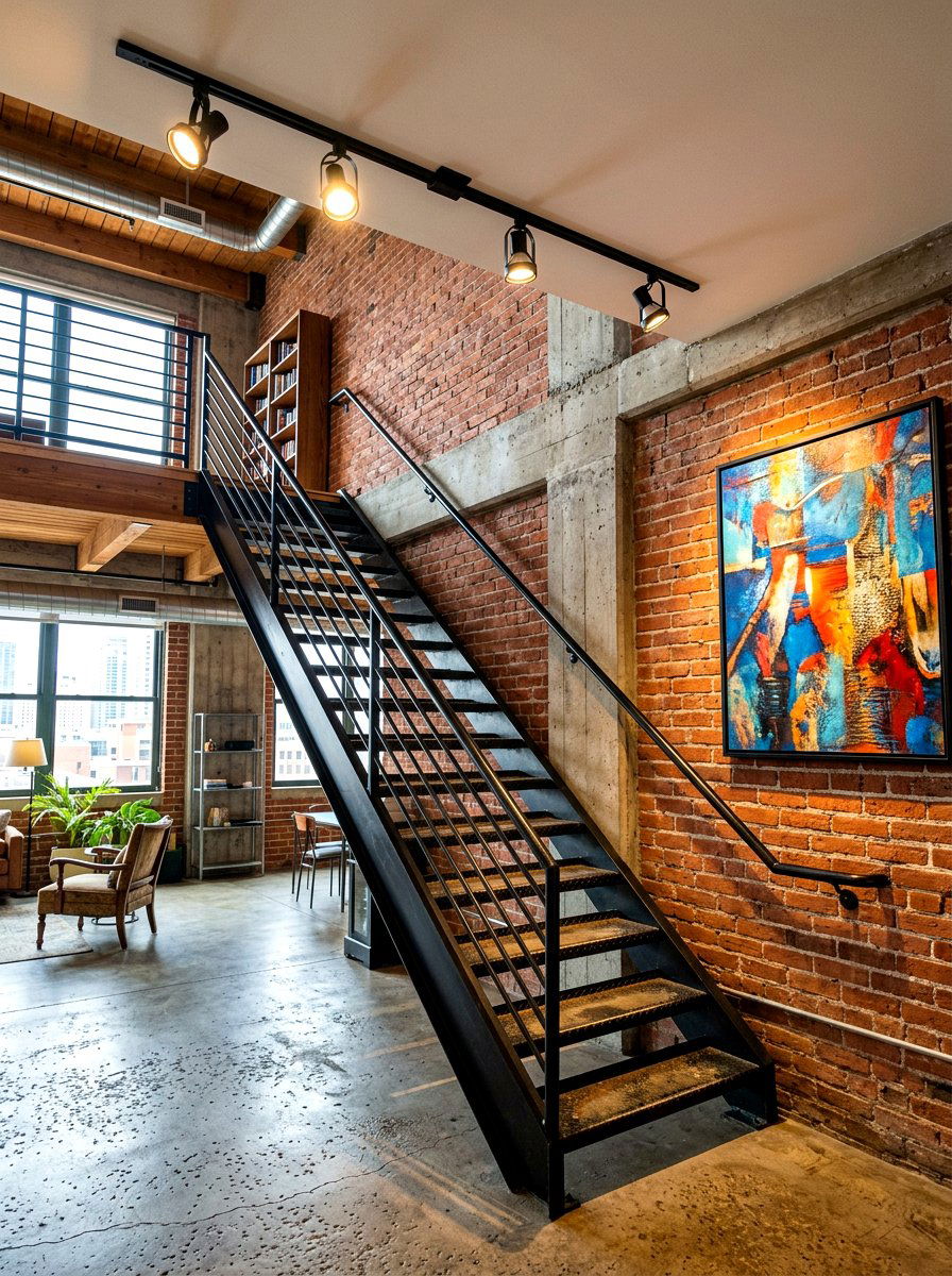 Black track lighting for stairs - 30 statement staircase lighting ideas