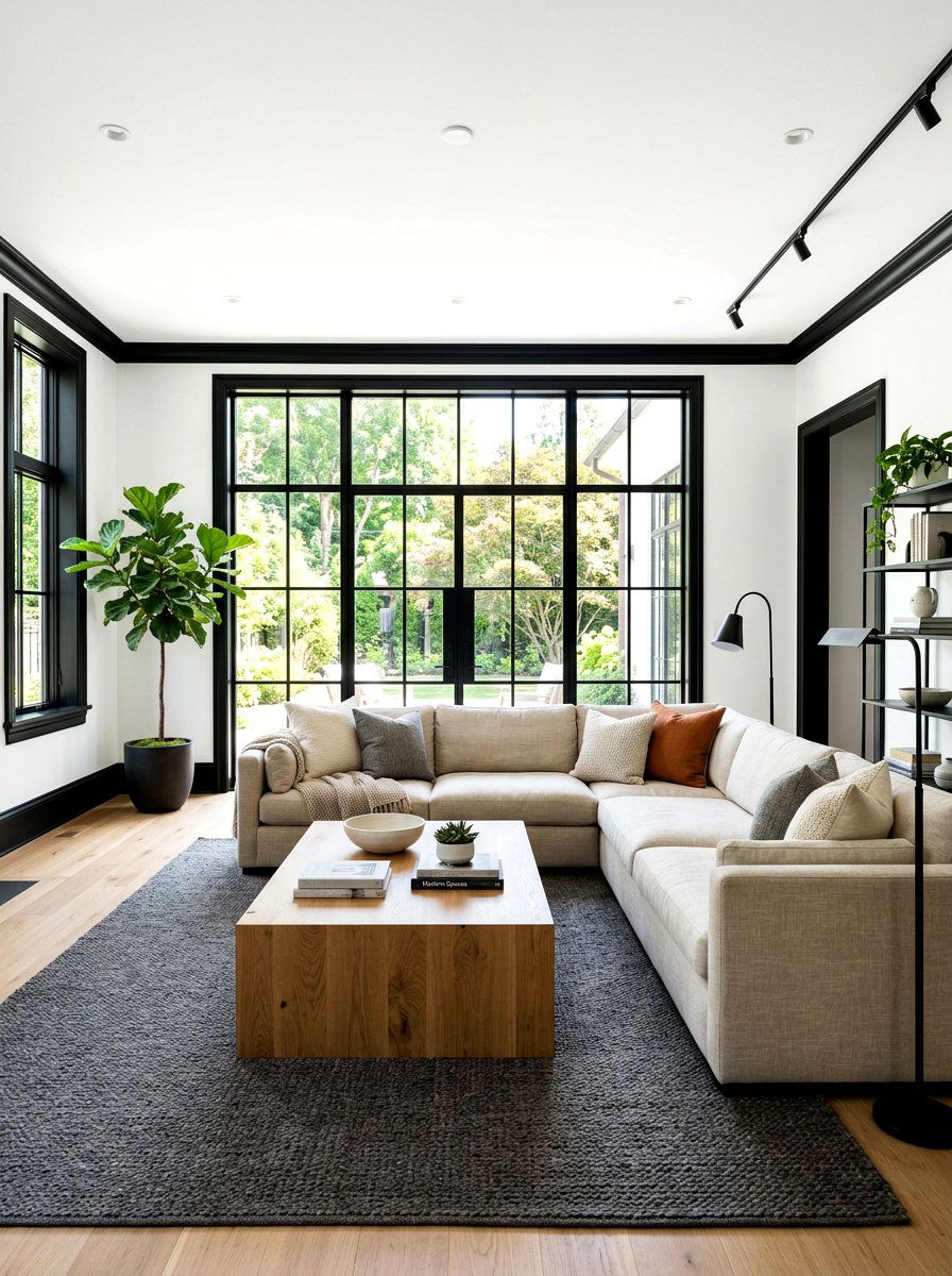 Black trim white walls - 30 painted trim room ideas