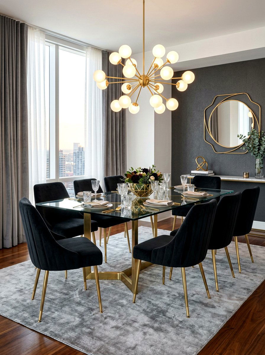 Black velvet dining chairs - 30 black dining room ideas