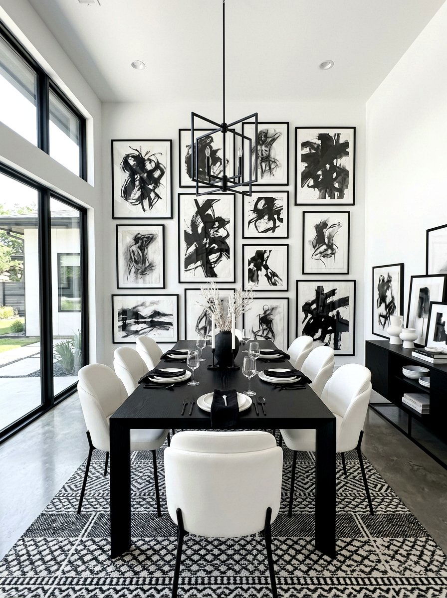 Black white dining room - 30 art filled dining room ideas