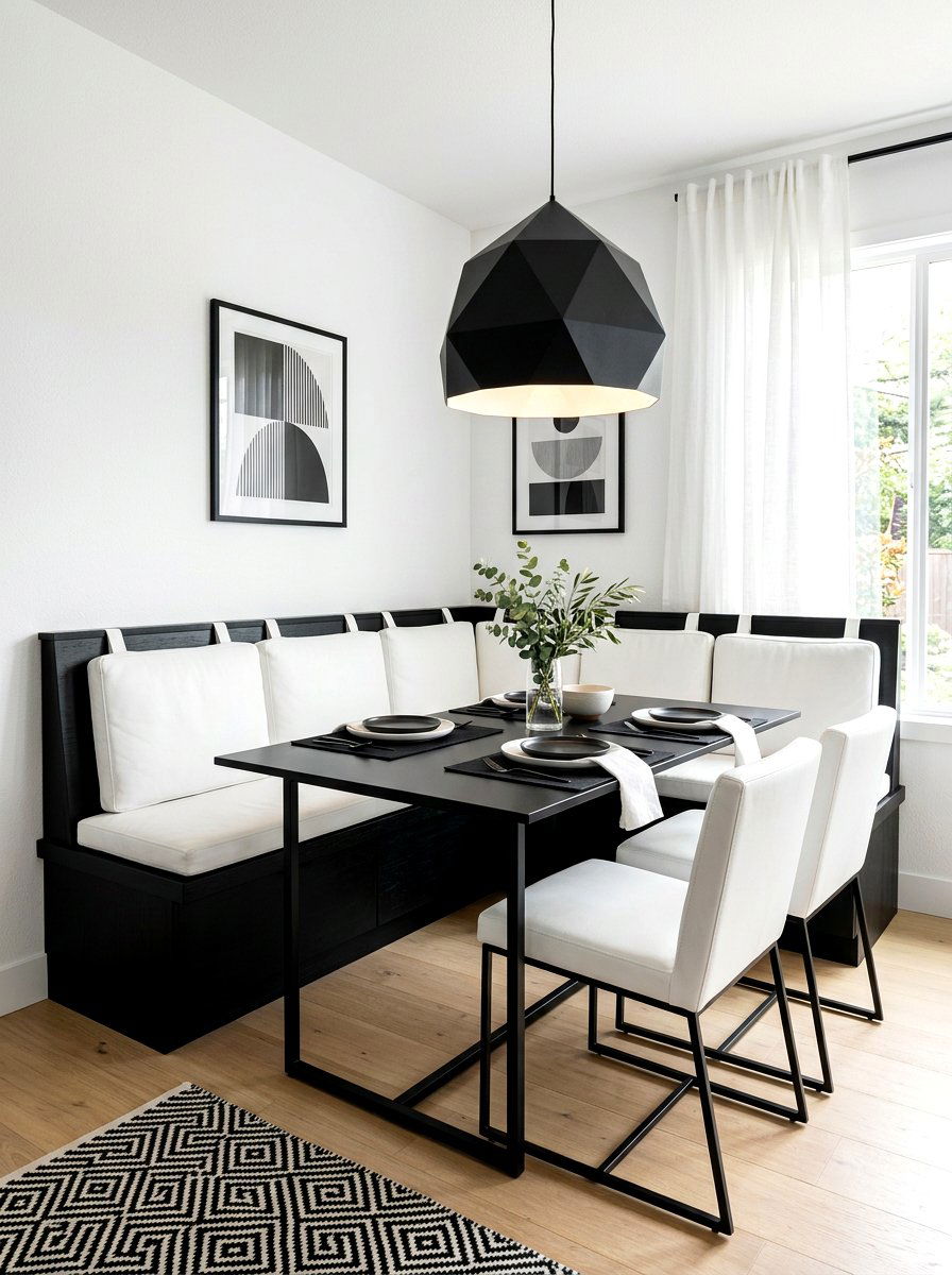 Black white dining - 30 banquette dining room ideas