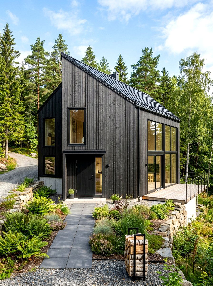 Black wood siding Scandinavian house - 30 Scandinavian house exterior ideas