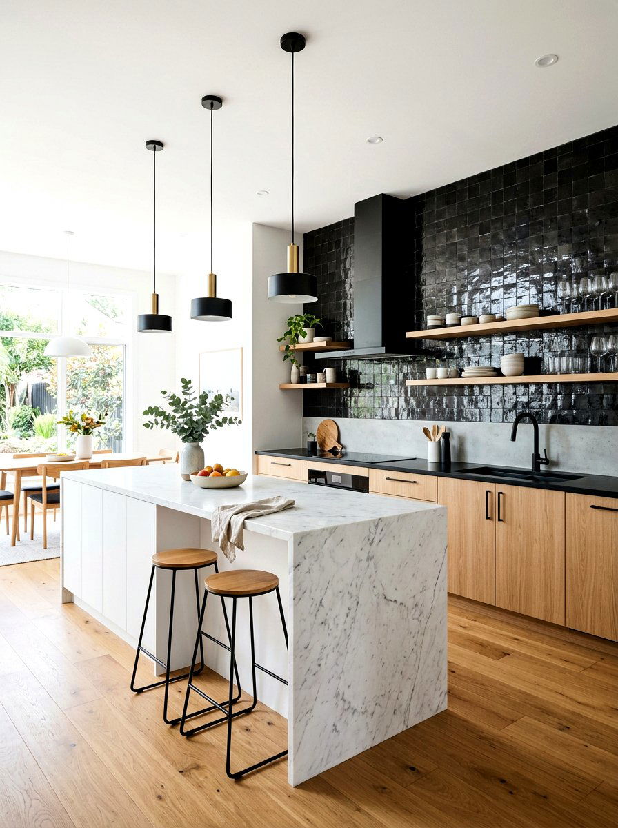 Black zellige tile wall - 30 zellige tile backsplash ideas