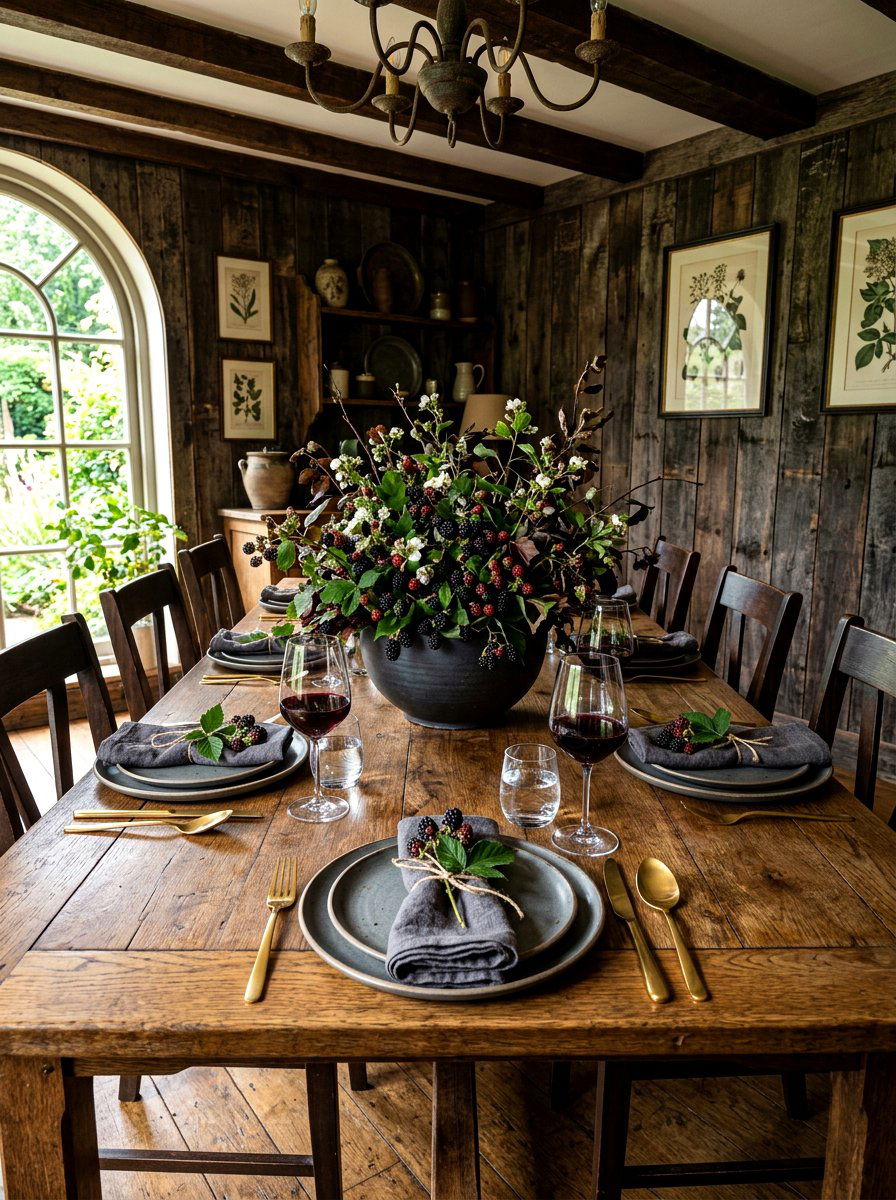Blackberry Centerpiece Arrangement - 30 moody berry tablescape ideas
