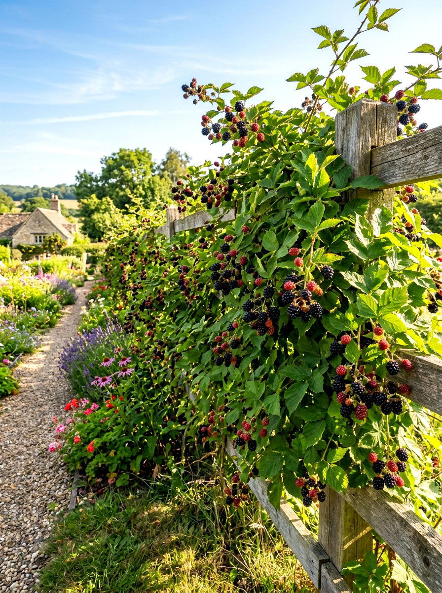Blackberry Fence Border - 30 berry garden ideas