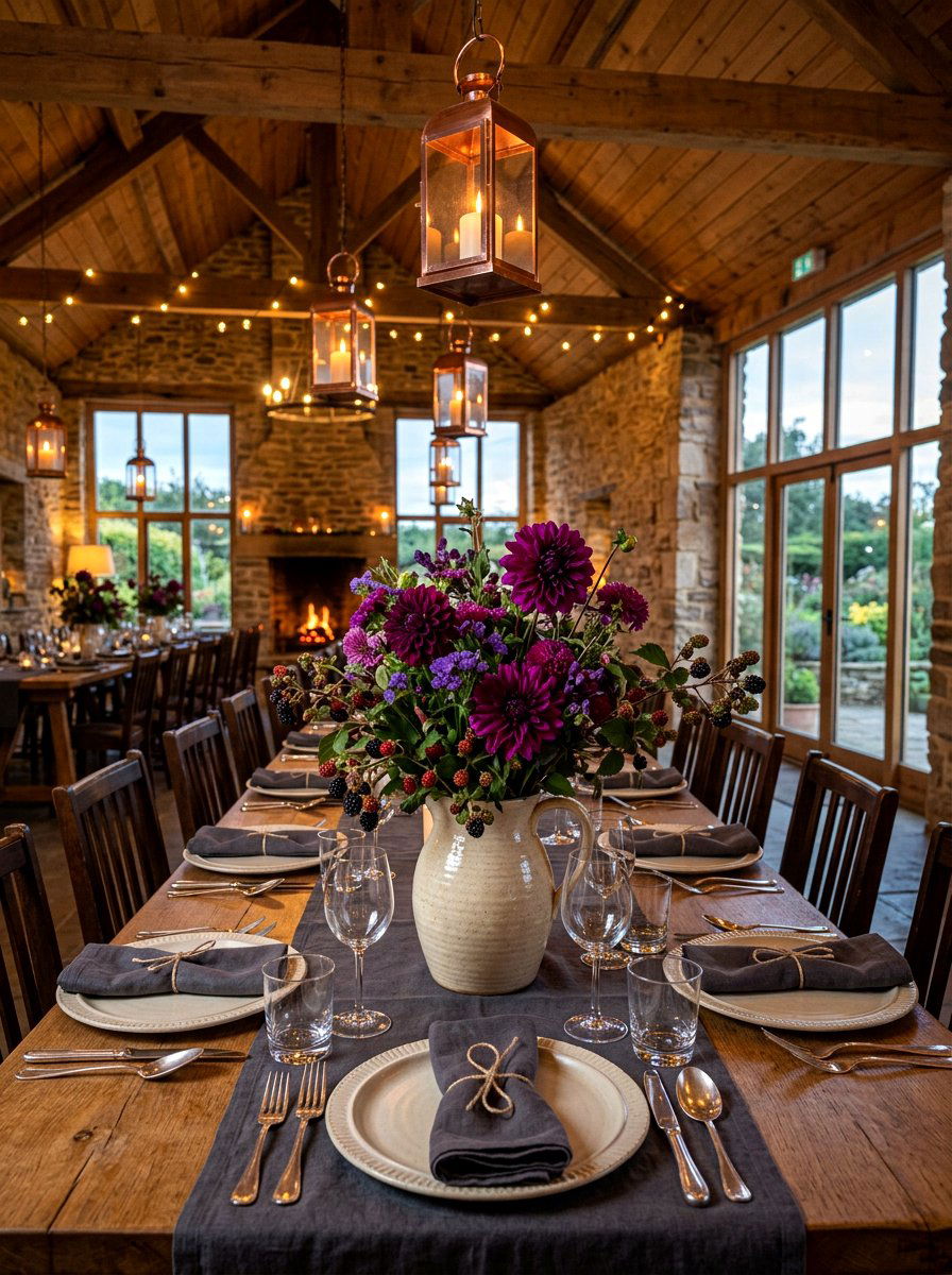 Blackberry Floral Arrangement - 30 berry table summer ideas