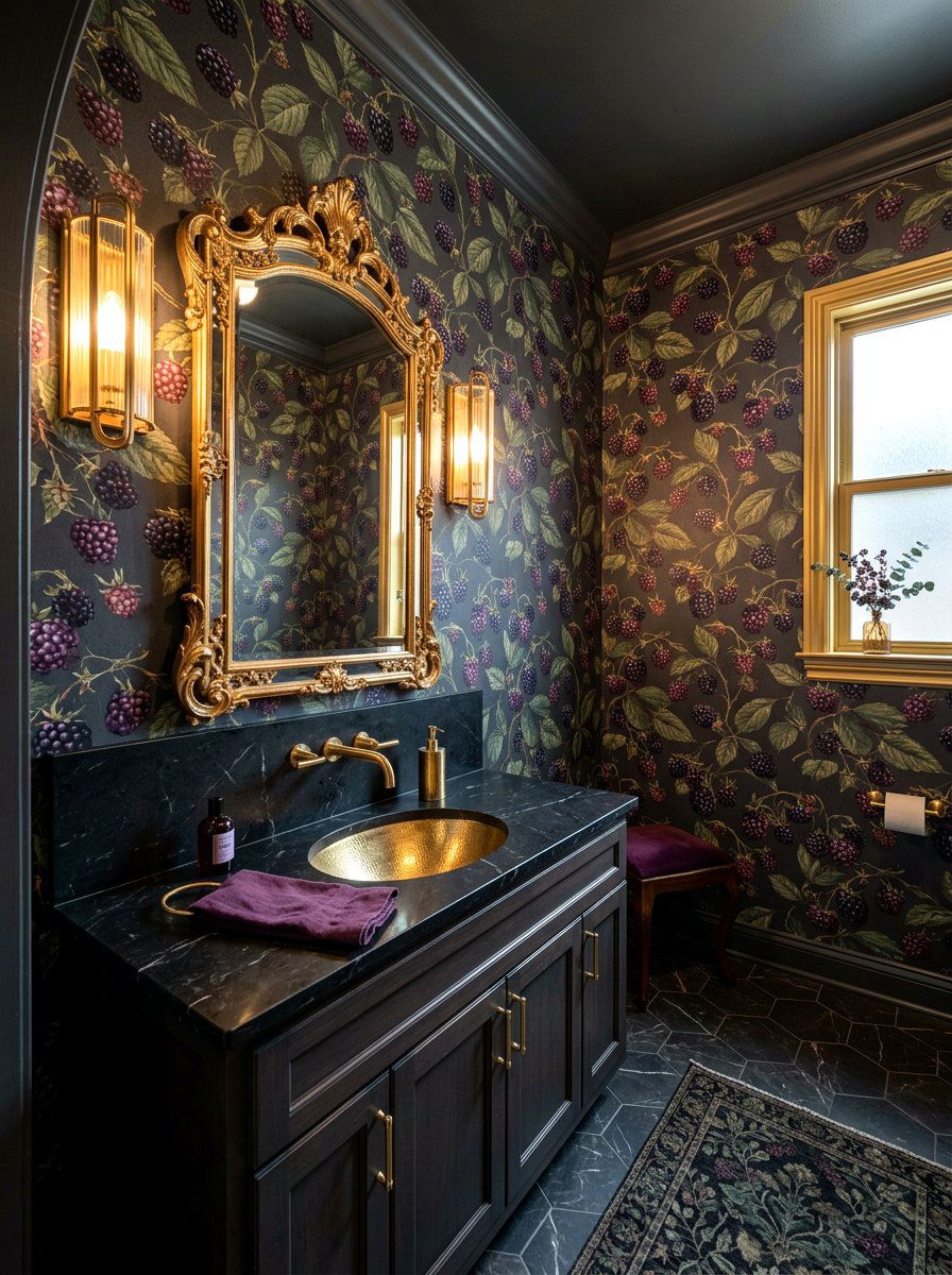 Blackberry Wallpaper - 30 fruit wallpaper powder room ideas