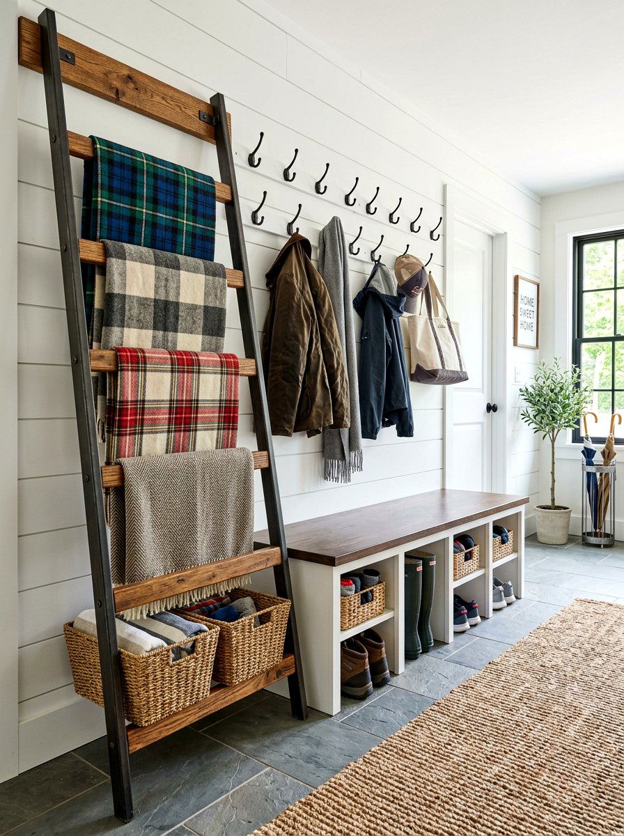 Blanket Ladder With Baskets - 30 blanket ladder ideas