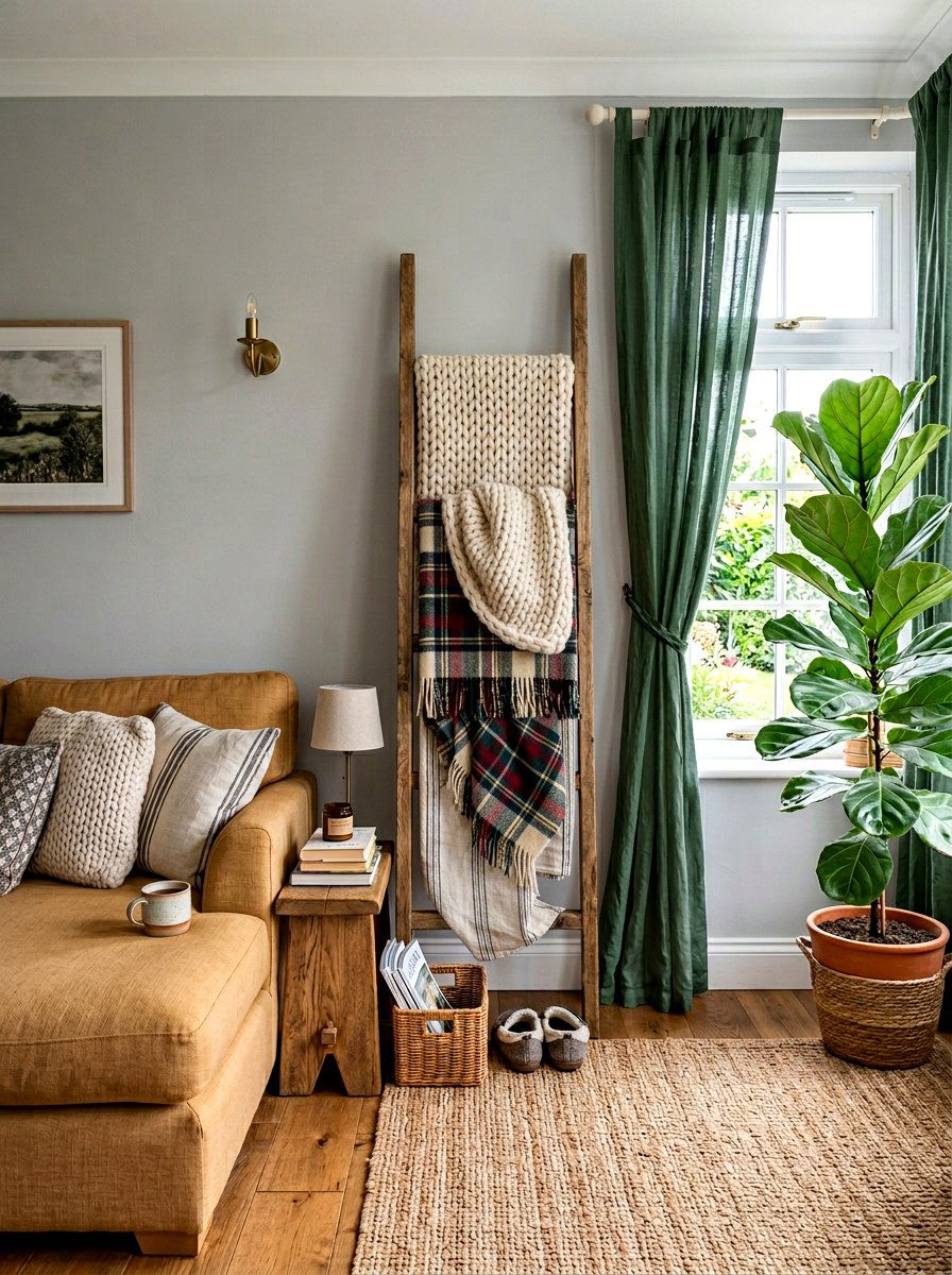 Blanket ladder living room - 30 decorative ladder ideas