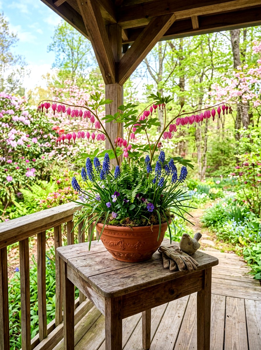Bleeding Heart Spring Planter - 30 shade container garden ideas