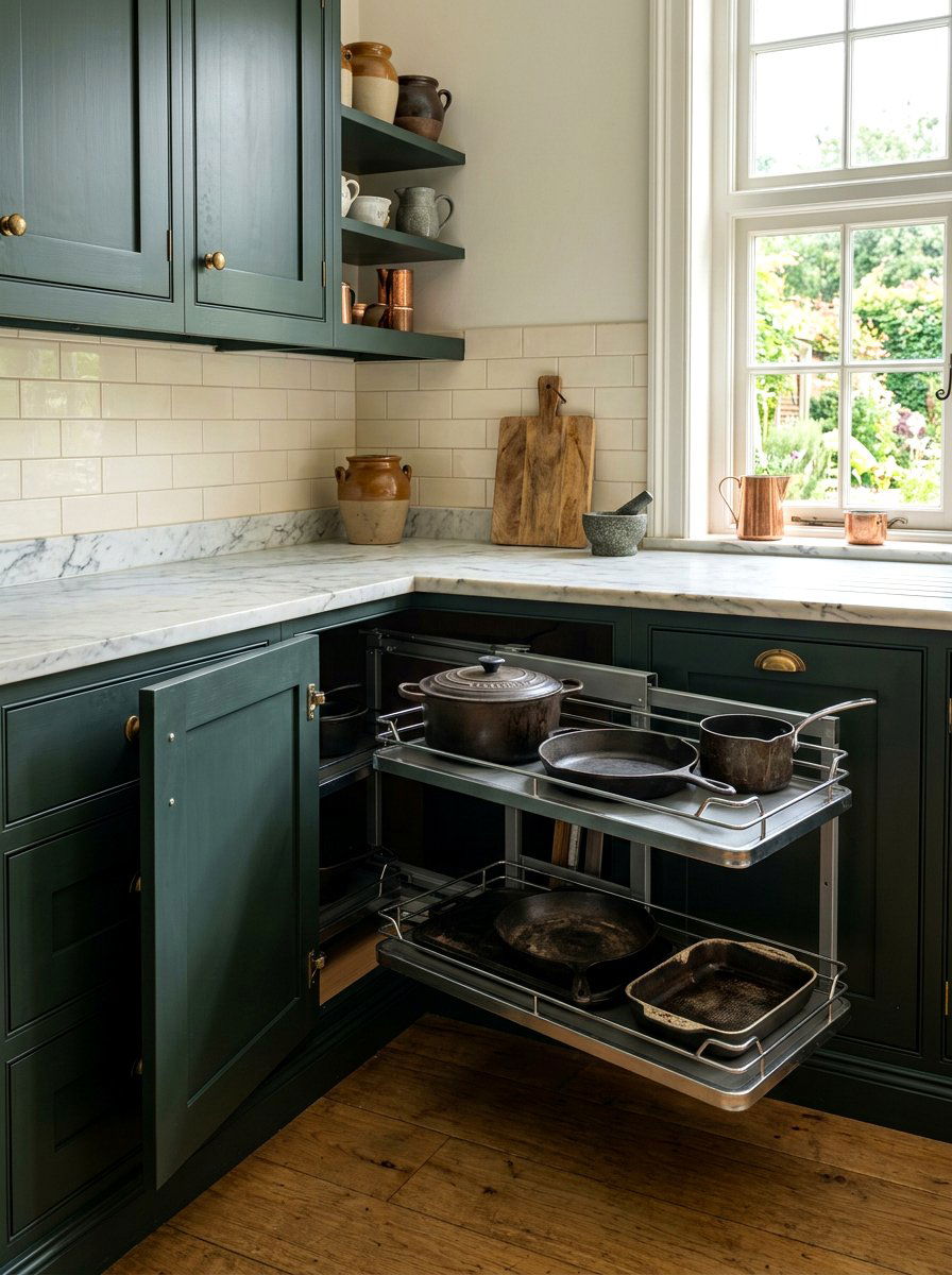 Blind Corner Swing Out - 30 concealed kitchen storage ideas