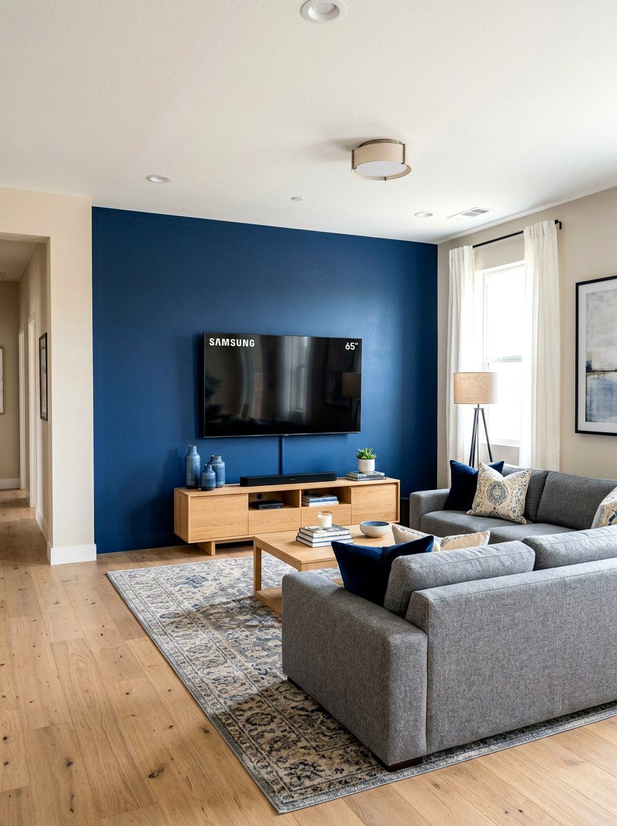 Blue Accent Wall Living Room - 30 blue living room ideas