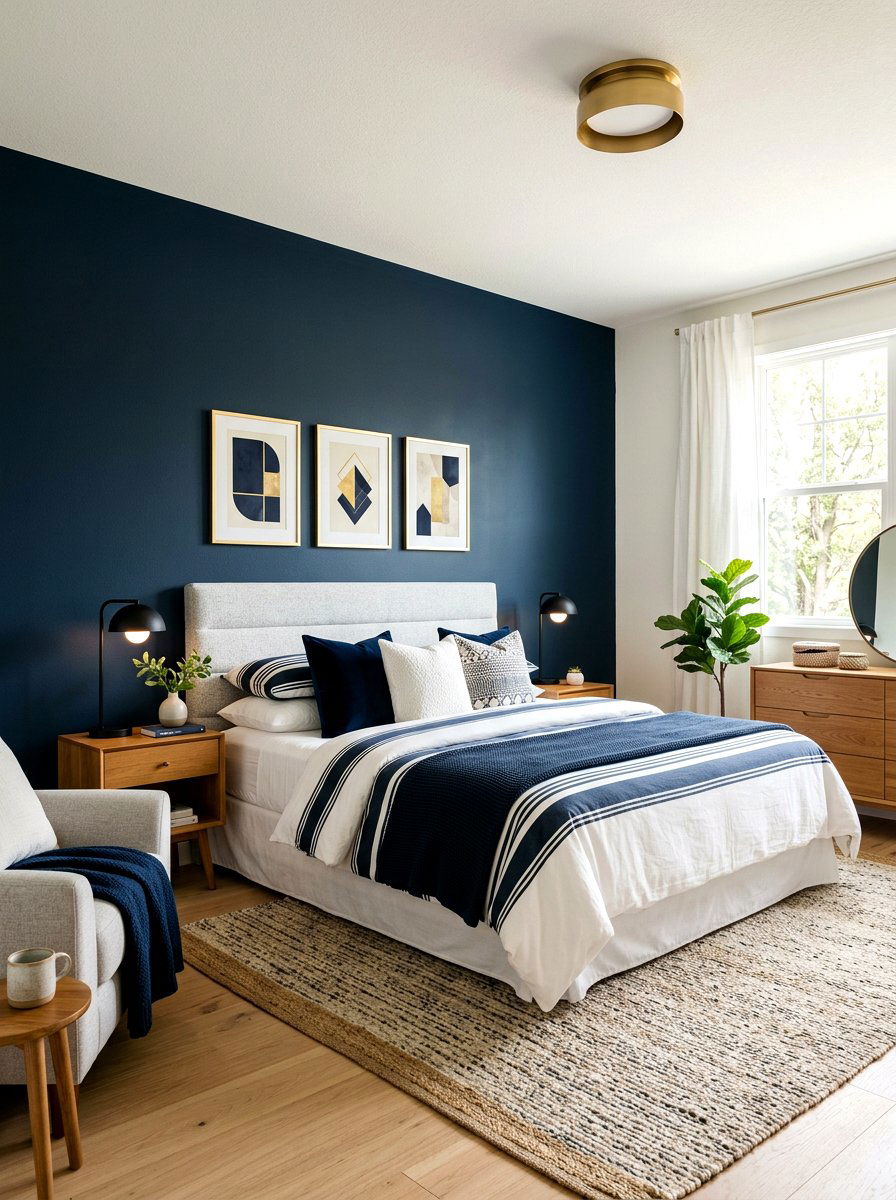 Blue Accent Wall - 30 blue bedroom ideas