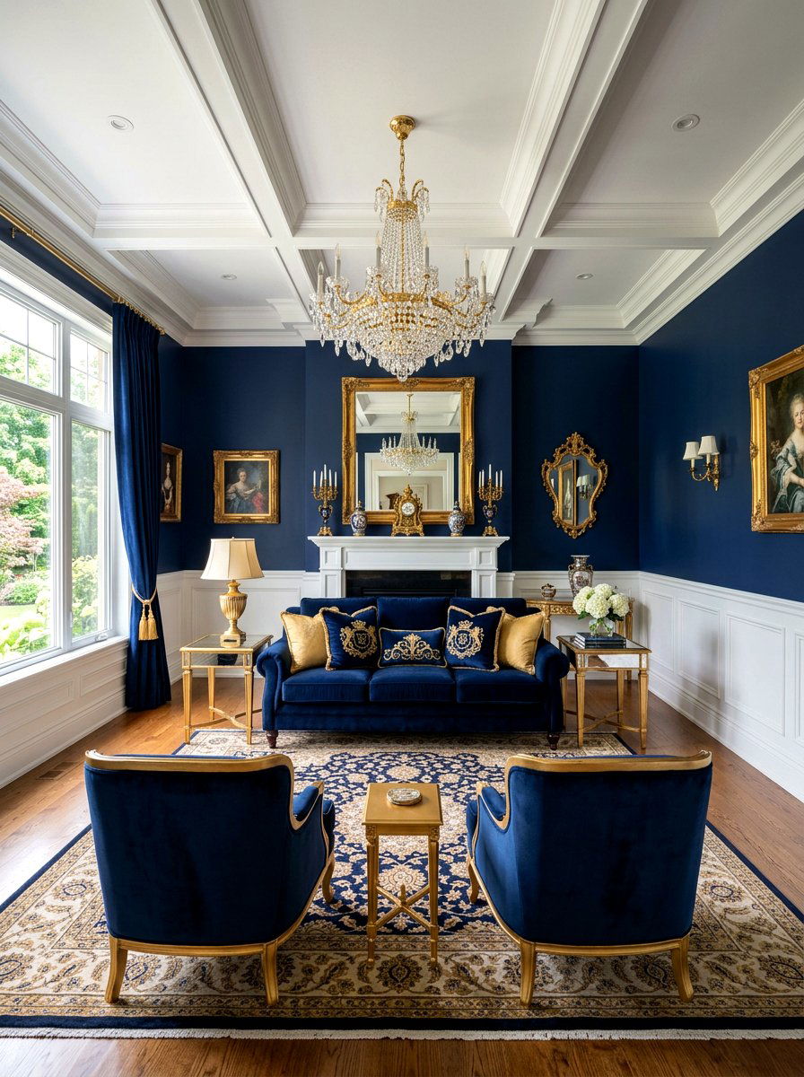 Blue And Gold Living Room - 30 blue living room ideas