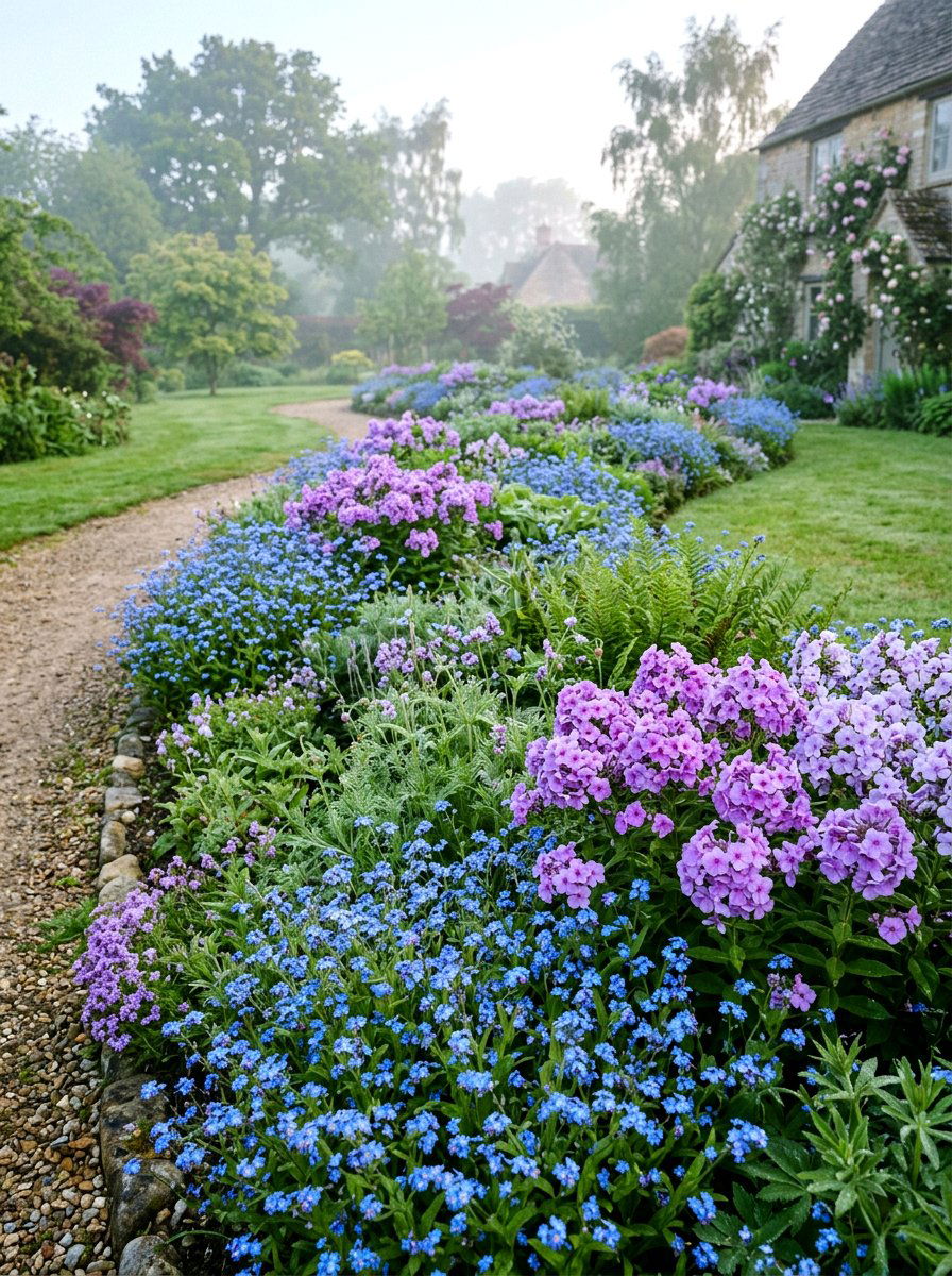Blue And Lilac Flower Bed - 30 flower bed color ideas
