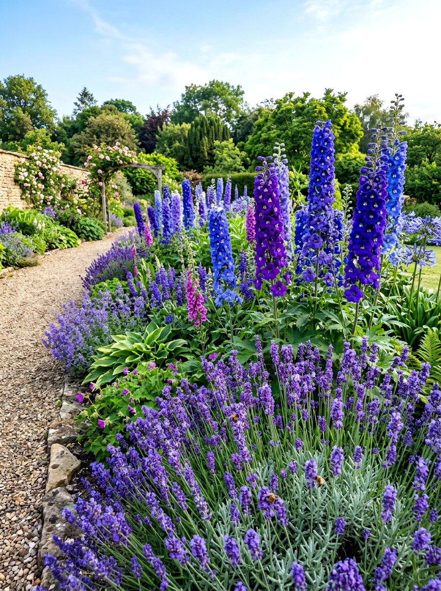 Blue And Purple Flower Border - 30 mixed border garden ideas
