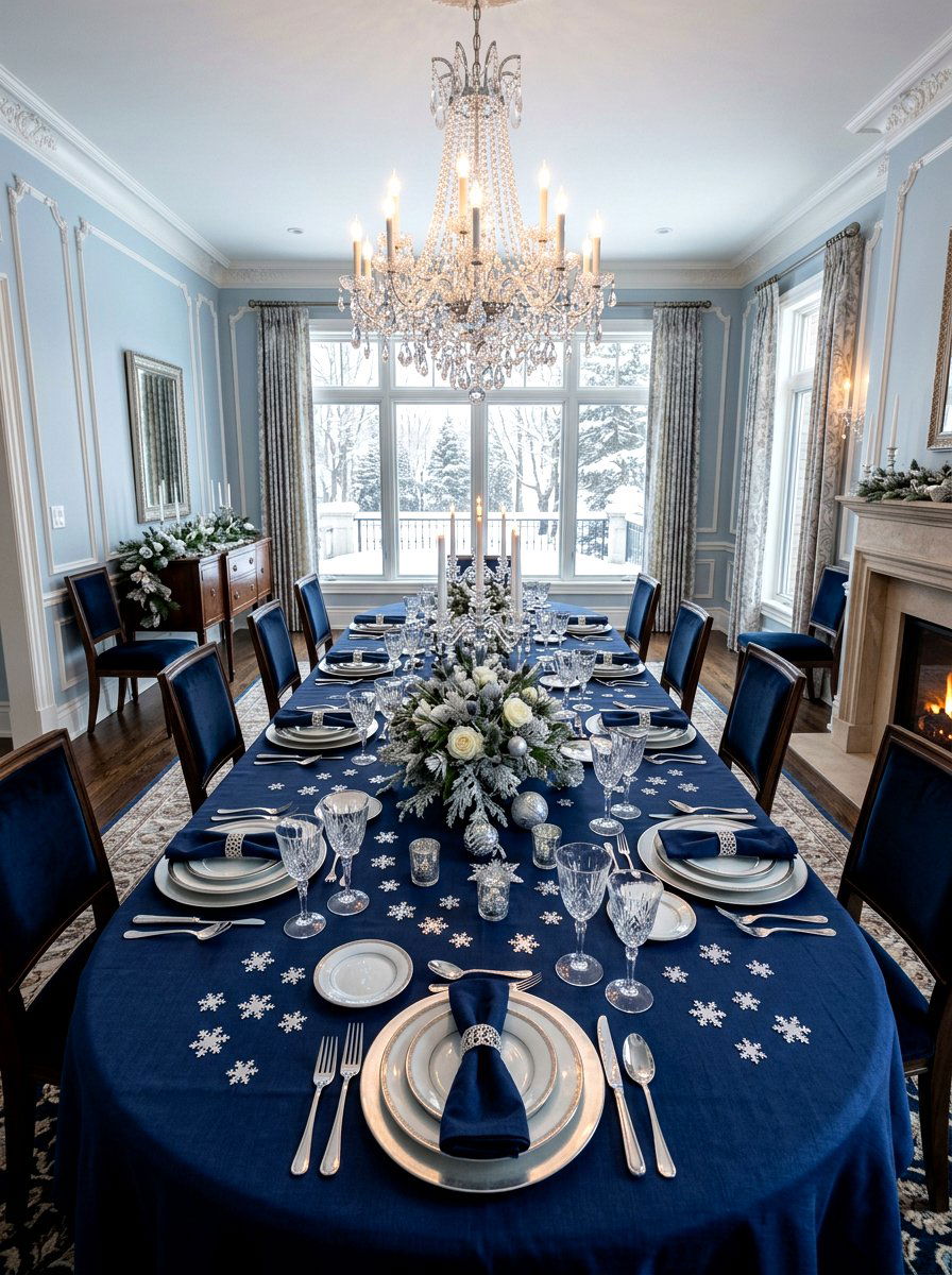 Blue And Silver Palette - 30 winter dining table ideas