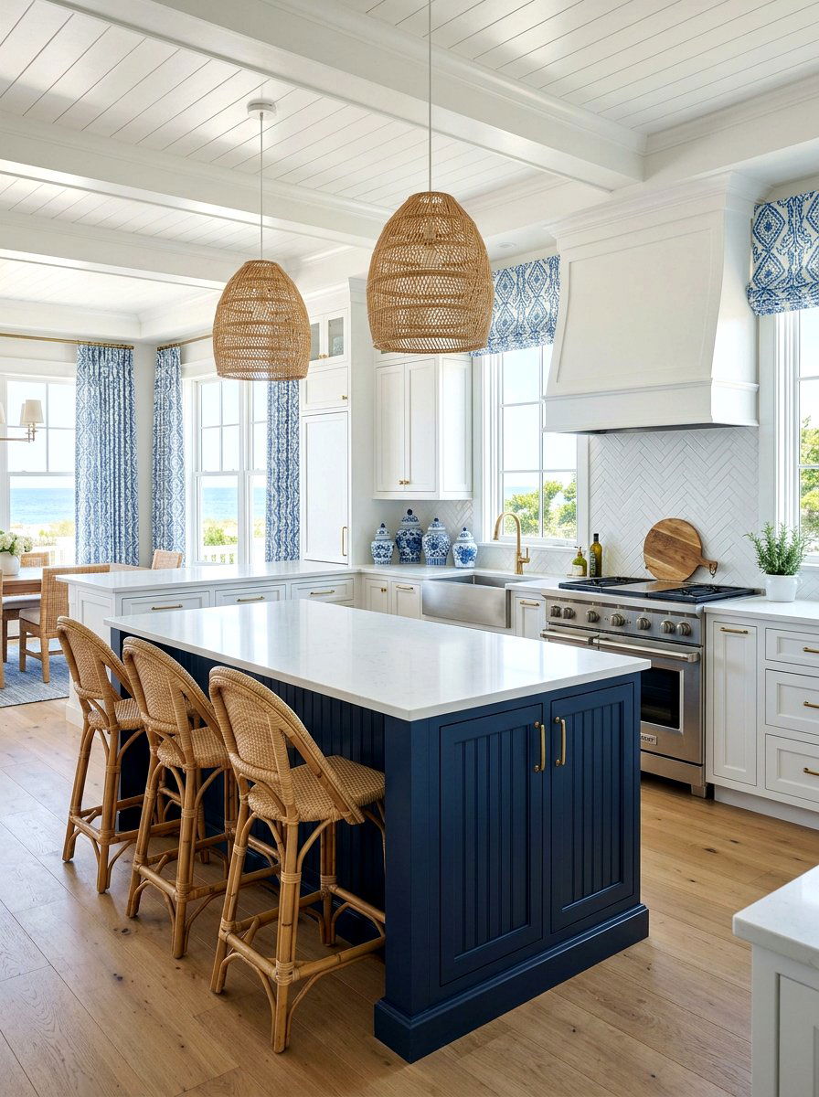 Blue And White Coastal Kitchen - 30 coastal grandmother kitchen ideas