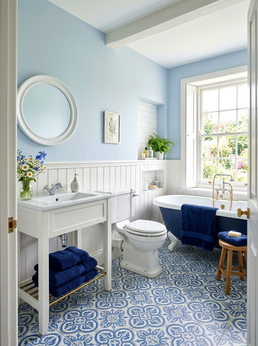 Blue And White Cottage Bathroom - 30 cottagecore bathroom ideas