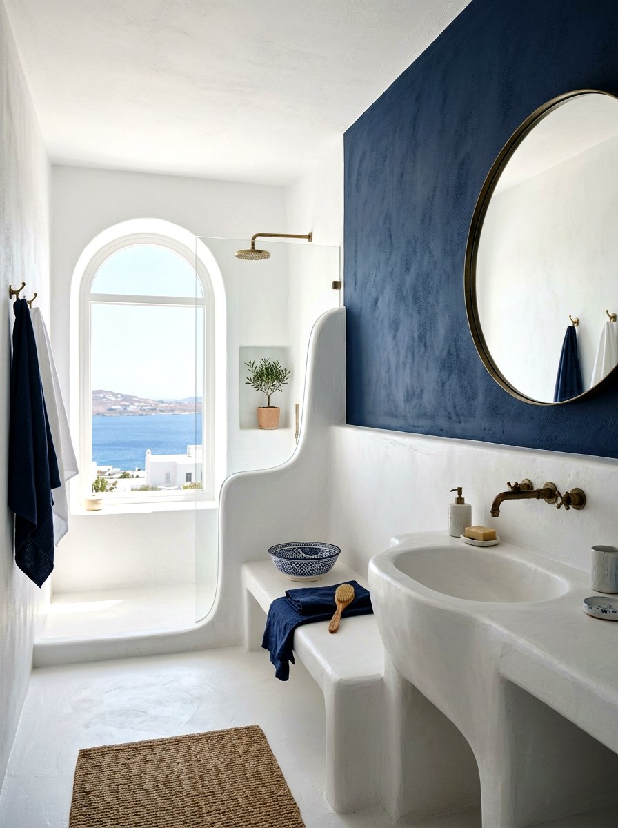 Blue And White Cycladic Bathroom - 30 Mediterranean bathroom ideas