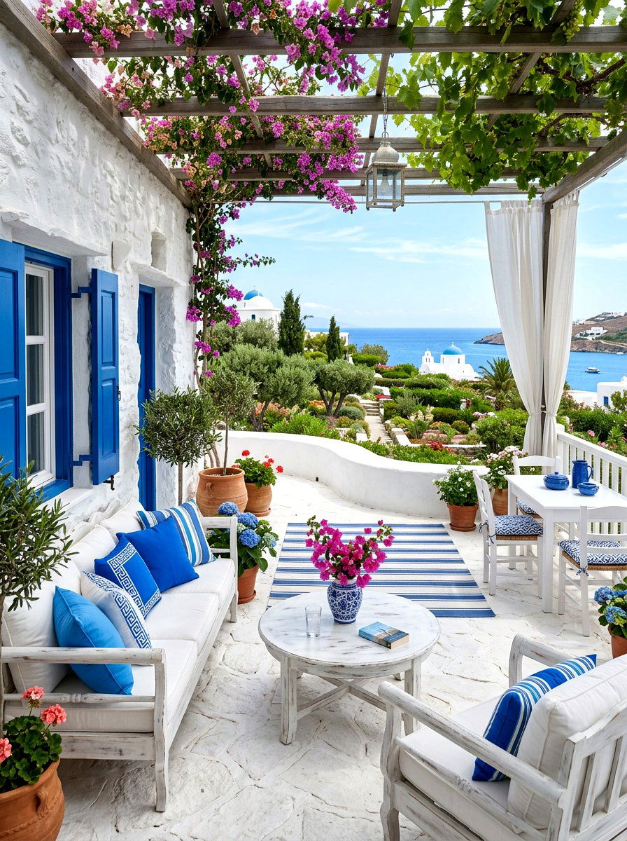 Blue And White Decor - 30 Mediterranean patio ideas