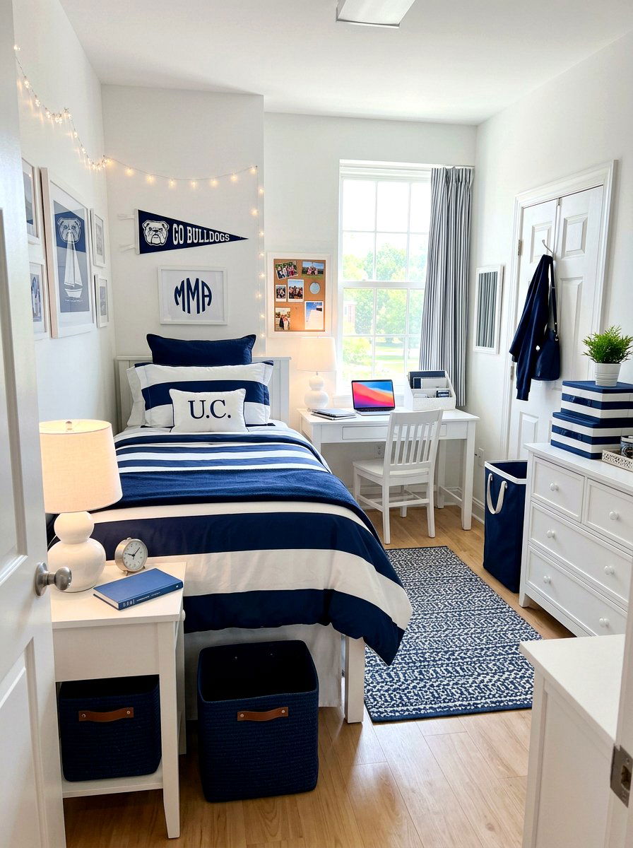 Blue And White Dorm Room - 30 dorm room ideas