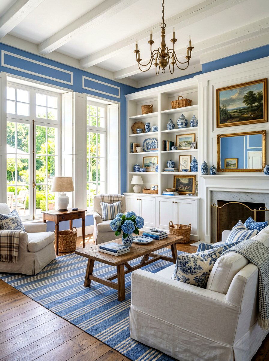 Blue And White French Country Living Room - 30 French country living room ideas