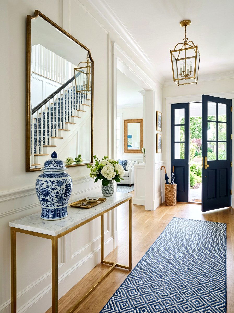 Blue And White Ginger Jar - 30 Nancy Meyers entryway ideas