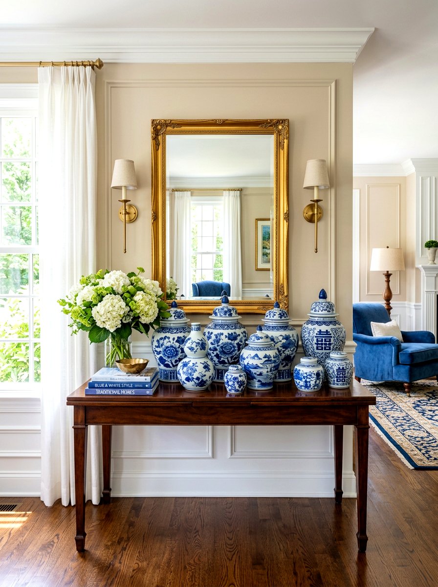 Blue And White Ginger Jar - 30 southern prep decor ideas
