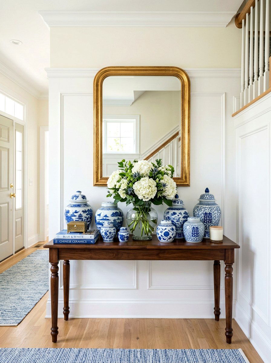 Blue And White Ginger Jars - 30 preppy home decor ideas