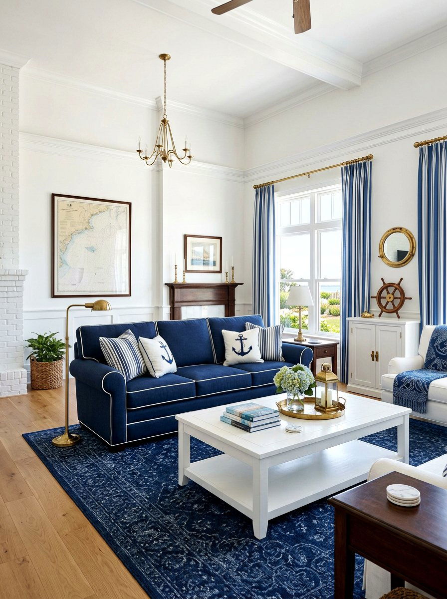 Blue And White Living Room - 30 ocean inspired living room ideas
