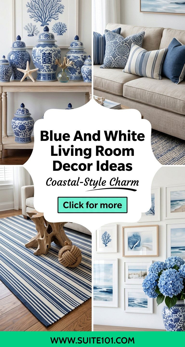 Blue And White Living Room Decor Ideas for Coastal-Style Charm - Blue And White Living Room Decor Ideas for Coastal-Style Charm