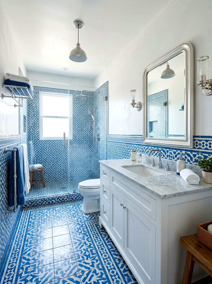 Blue And White Moroccan Tile Bathroom - 30 Moroccan bathroom ideas