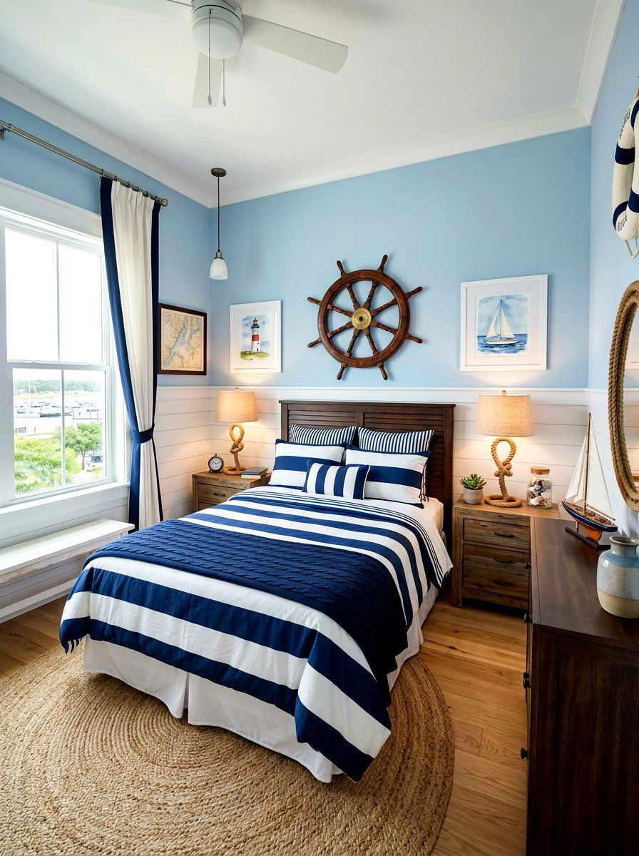 Blue And White Nautical Bedroom - 30 ocean blue bedroom ideas