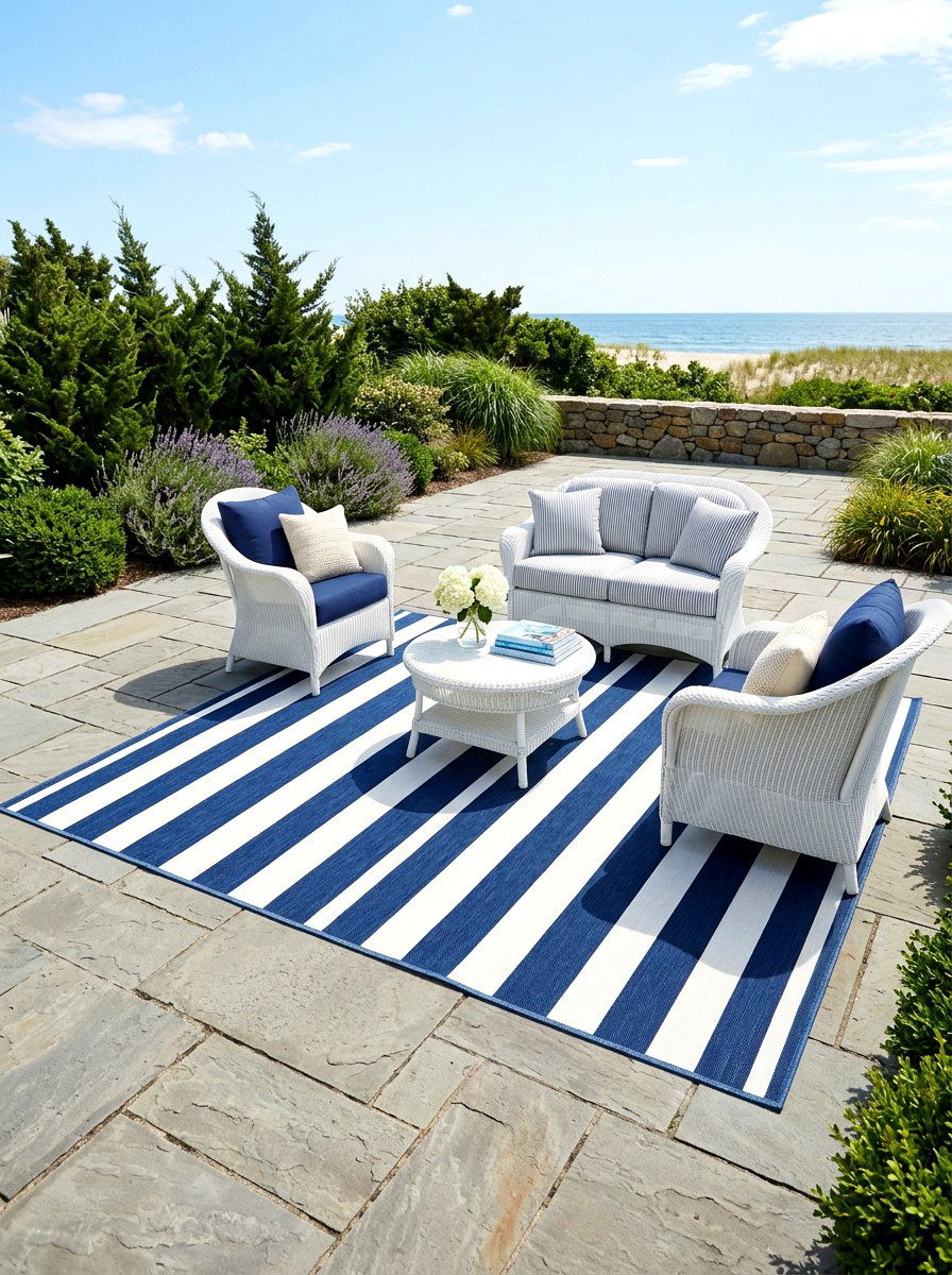 Blue And White Outdoor Rug - 30 East Coast patio ideas